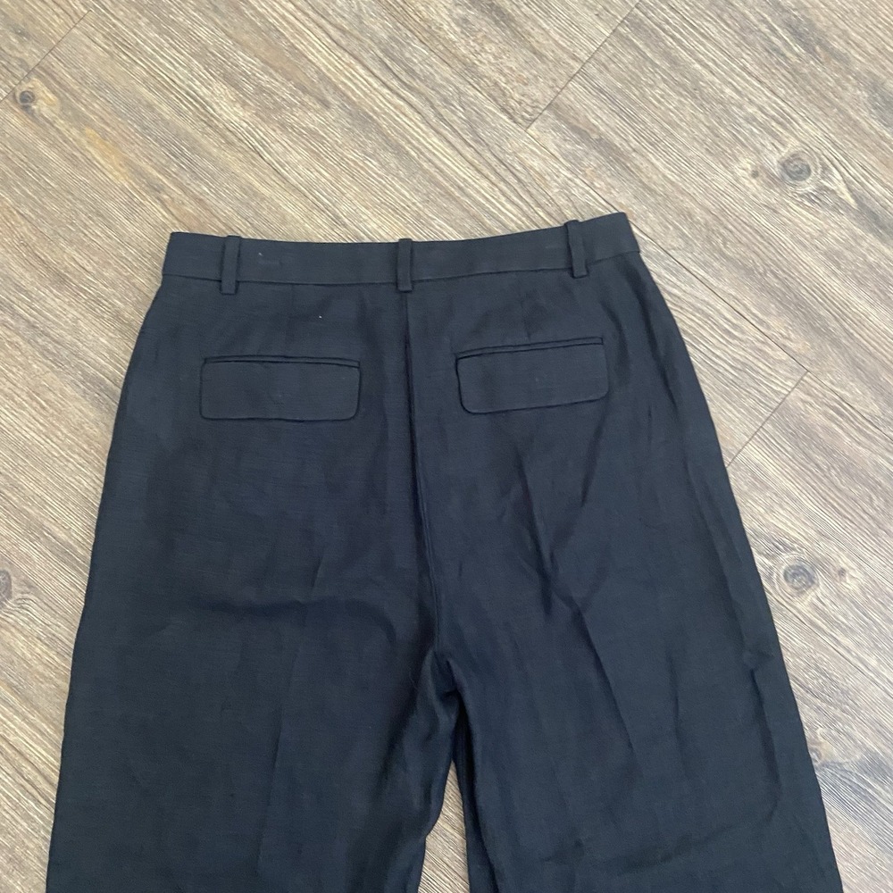J Crew City Crepe Wide Leg Essential Pleats Pockets Linen Trouser Black Pant  4P - Picture 8 of 8